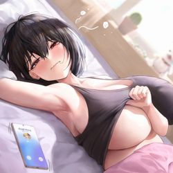 This is a pixiv picture whose title is 最近暑くなって胸が息苦しい.