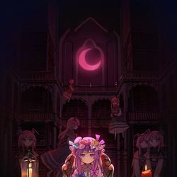 This is a pixiv picture whose title is 大図書館は動かない.