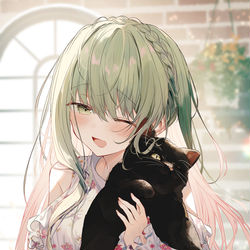 This is a pixiv picture whose title is 聖女様とねこ.