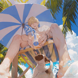 This is a pixiv picture whose title is 老公喂我喝果汁.