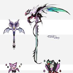 This is a pixiv picture whose title is オンバット・オンバーンモチーフの武器（ポケモン）.