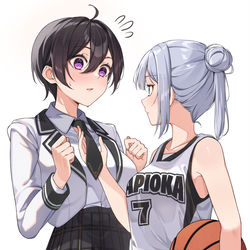 This is a pixiv picture whose title is 貴方が興味あるのはバスケットボール？それとも…….