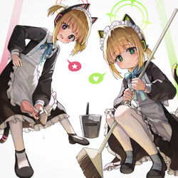 This is a pixiv picture whose title is 【ブルアカ】 モモイ, ミドリ.