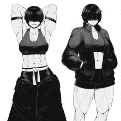 This is a pixiv picture whose title is Peak buff girl character design.