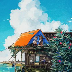This is a pixiv picture whose title is 初夏の噂話.
