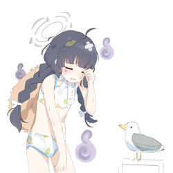 This is a pixiv picture whose title is 水着ミユとカモメ.