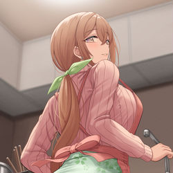 This is a pixiv picture whose title is お皿洗ってるからテレビ見て待っててね〜.