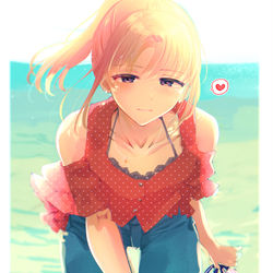 This is a pixiv picture whose title is 砂浜デートしてくれるポニテお兄さん.