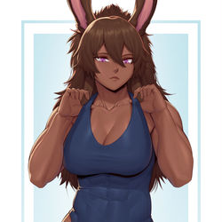 This is a pixiv picture whose title is Muscular bunnygirl in swimsuit.