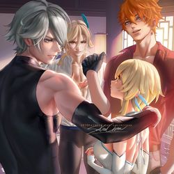 This is a pixiv picture whose title is 原神 蛍パーティ,乙女コミック pt1.