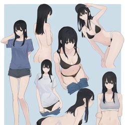 This is a pixiv picture whose title is 黒髪ロング　rkgk.