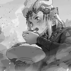 This is a pixiv picture whose title is バカ暑いところでカレー食べるリンク.