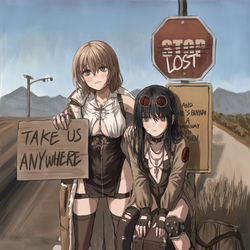 This is a pixiv picture whose title is ヒッチハイク.