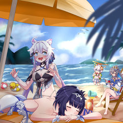 This is a pixiv picture whose title is on the beach.
