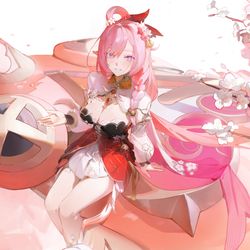 This is a pixiv picture whose title is 春に咲く桃の花.