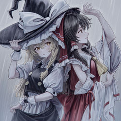 This is a pixiv picture whose title is 雨宿り.
