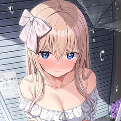 This is a pixiv picture whose title is 雨宿りしてる彼女に....