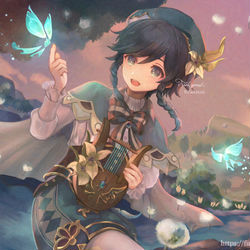 This is a pixiv picture whose title is 風色の詩人ウェンティ.