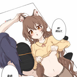 This is a pixiv picture whose title is rub her belly.