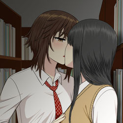 This is a pixiv picture whose title is 【創作百合】.
