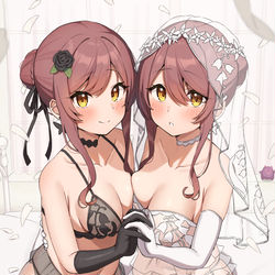 This is a pixiv picture whose title is ブライダル大崎姉妹.