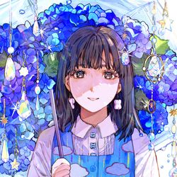 This is a pixiv picture whose title is 「紫陽花のち晴れ」.