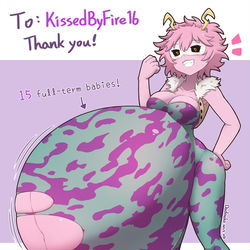 This is a pixiv picture whose title is Ashido Mina's hyper pregnant.