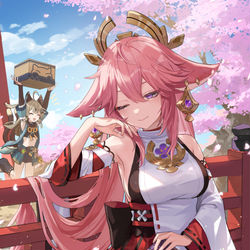 This is a pixiv picture whose title is 八重神子.