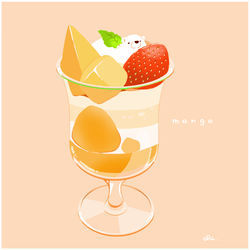 This is a pixiv picture whose title is マンゴーしろくまパフェ.