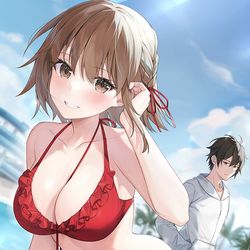 This is a pixiv picture whose title is 俺にだけ冷たい友利さんに裏アカ知ってると言ったら？②.