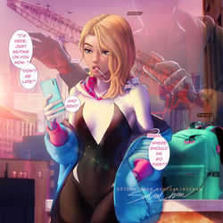 This is a pixiv picture whose title is 彼氏とスパイダーマンバースの世界を楽しんでみた comic.