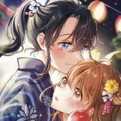 This is a pixiv picture whose title is 👘🍎👭.