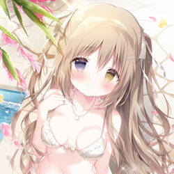 This is a pixiv picture whose title is ふたりきりのプールサイド.