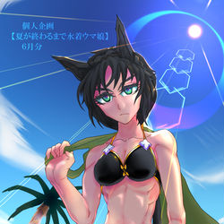 This is a pixiv picture whose title is 個人企画　夏が終わるまで水着ウマ娘.