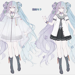 This is a pixiv picture whose title is 梅雨ミク‐設定画.