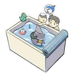 This is a pixiv picture whose title is おふろのサメ.