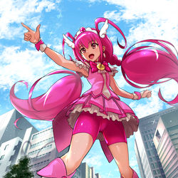 This is a pixiv picture whose title is キュアハッピー　巨大化.