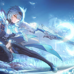 This is a pixiv picture whose title is 「浪花骑士」优菈·劳伦斯.