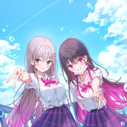 This is a pixiv picture whose title is らんぐ個展「君と私の世界（ストーリー）」.