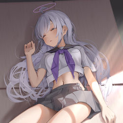 This is a pixiv picture whose title is ぜんぜん起きそうにない子.