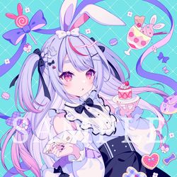 This is a pixiv picture whose title is 兎咲ミミさんの3周年記念グッズ用イラストを担当させて頂きました。.