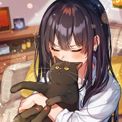 This is a pixiv picture whose title is ねこ吸い.