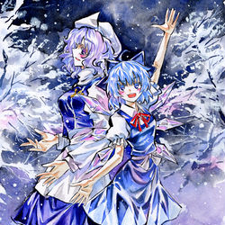 This is a pixiv picture whose title is チルノ&レティ.
