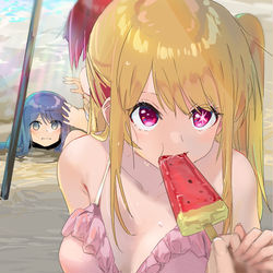 This is a pixiv picture whose title is ビーチにて.
