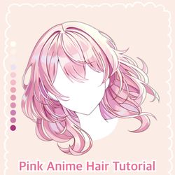 This is a pixiv picture whose title is Pink Anime Hair Shading Tutorial.