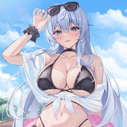 This is a pixiv picture whose title is 水着シオンさん.