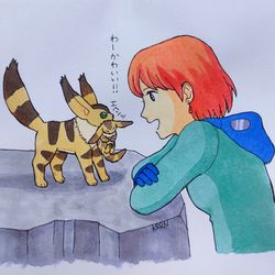 This is a pixiv picture whose title is 【数年後】子供を見せにくるテト.