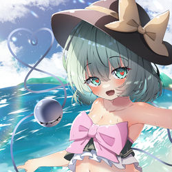 This is a pixiv picture whose title is こいしちゃん「海だっ！」.