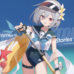 This is a pixiv picture whose title is 幼年自设OC泳装.