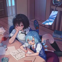 This is a pixiv picture whose title is あたいの新聞作り.